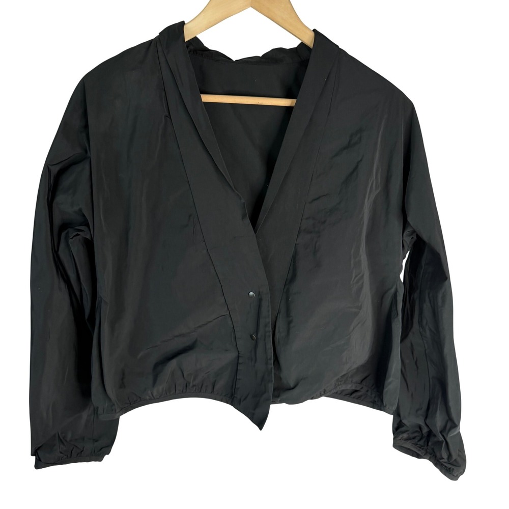Babette SF Microfiber Jacket Black Shawl Collar Snap Front Petite P 17E 8312